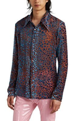 Leopard-Pattern DevorÃ© Shirt