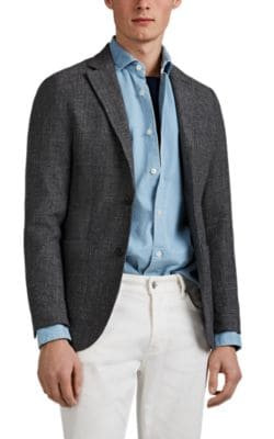 MÃ©lange Basket-Weave Wool-Cotton Two-Button Sportcoat