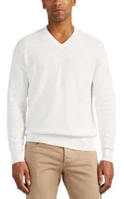 Ribbed Cotton V-Neck Sweater