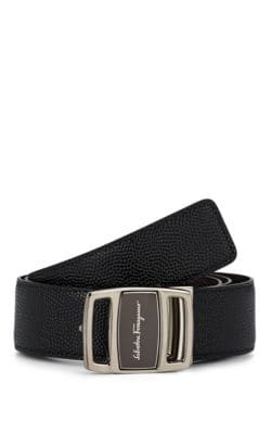 Vara-Buckle Reversible Leather Belt