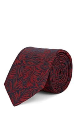 Leaf-Print Silk Jacquard Necktie