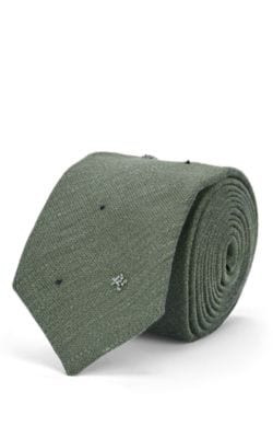 Beaded Silk Linen Necktie