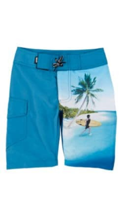 Kids' Nalvaro Surfer-&-Beach-Print Swim Trunks