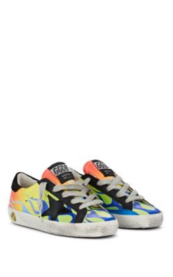 Kids' Superstar Flame-Print Leather Sneakers