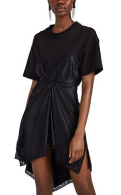 Satin Slip & Jersey T-Shirt Dress