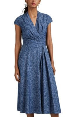 Floral Cotton Chambray Dress
