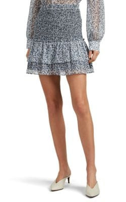 Floral Chiffon Smocked Miniskirt