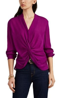 Mariposa Twisted-Front Silk Georgette Blouse