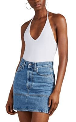 Rib-Knit Halter Bodysuit