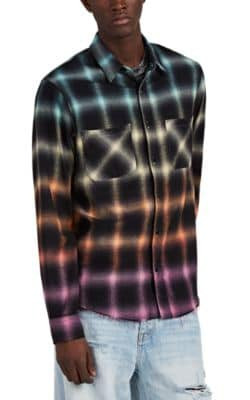 Gradient Plaid Cotton-Blend Flannel Shirt