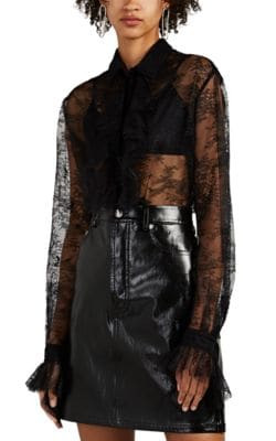 Ruffle-Trimmed Lace Blouse