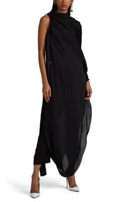 Draped-Overlay Washed Satin Jumpsuit
