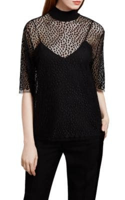 Leopard-Pattern Lace Shirt