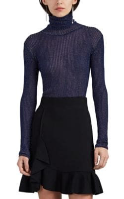 Bryan Metallic Rib-Knit Turtleneck Sweater 1