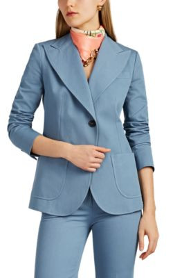 Cotton-Blend One-Button Blazer