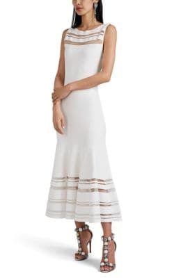 Tulle-Inset Compact Knit Fit & Flare Dress 1