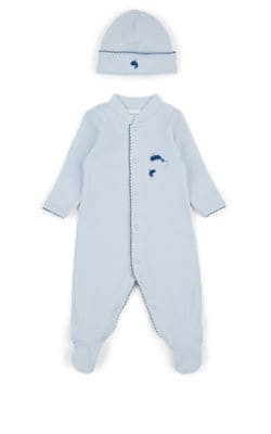 Infants' Whale-Embroidered Footed Coverall & Hat