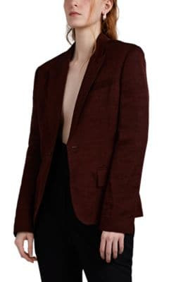 Linen-Blend One-Button Blazer