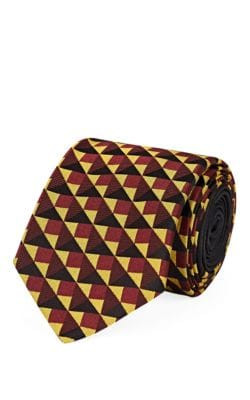 Geometric-Pattern Silk Jacquard Necktie 1