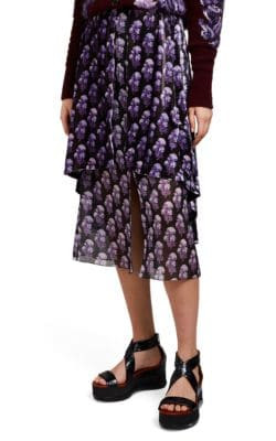 Floral Chiffon & Velvet Skirt