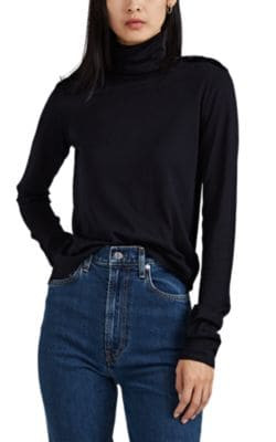 "Twist" Silk-Cotton Turtleneck Top 1