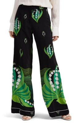Floral Silk Wide-Leg Pants