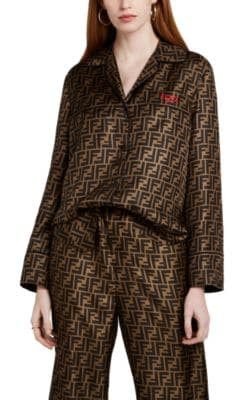 Logo Silk Pajama Top