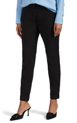 Cotton Straight High-Rise Cuffed Trousers