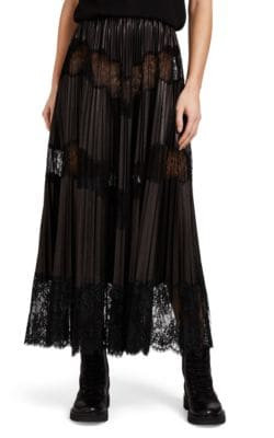 Pleated Mixed-Media Midi-Skirt 1
