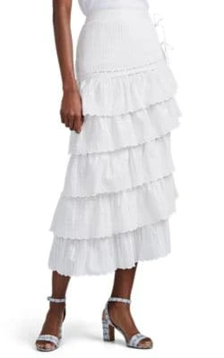 Celie Cotton Eyelet Tiered Skirt
