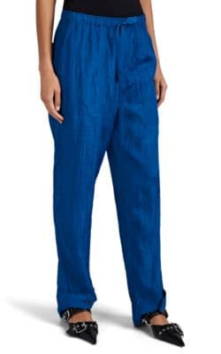 Crinkled Tech-Poplin Drawstring Trousers