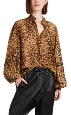 Evelyn Leopard-Print Silk Blouse