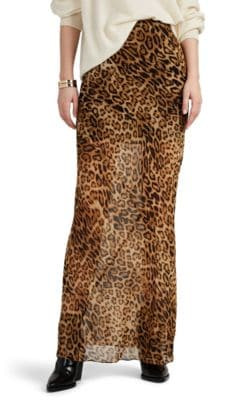 Ella Leopard-Print Silk Skirt