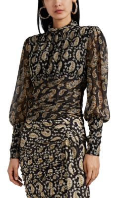 Augusta Mixed-Paisley Chiffon Blouse