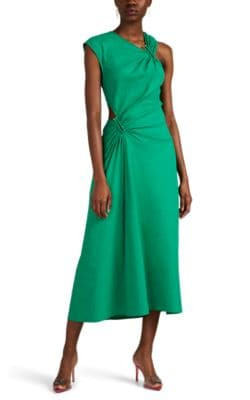 Beale Cutout Linen-Blend Asymmetric Dress