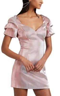 Cotton-Blend LamÃ© Fitted Minidress 1