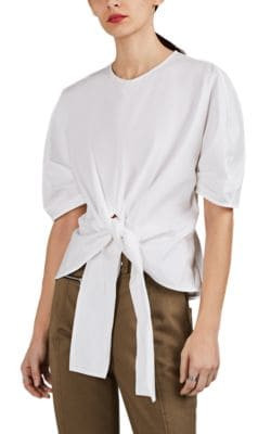 Cotton Poplin Tie-Front Blouse
