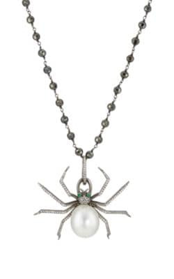 Mixed-Gemstone Spider Pendant Necklace