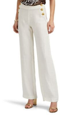 Dee Button-Detailed Slub Linen Sailor Pants