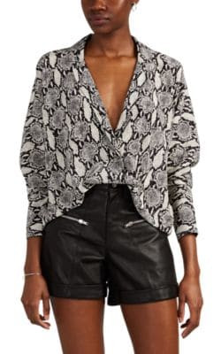 Snake-Print Silk Crepe Blouse