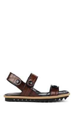 Crocodile-Stamped Leather Sandals 2