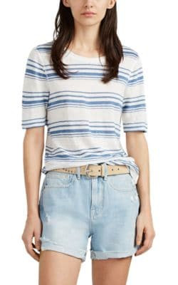 '70s Striped Slub-Knit Linen Crewneck T-Shirt