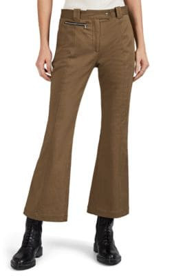 Cotton Gabardine Crop Flared Pants