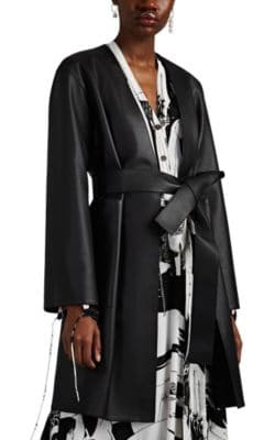 Leather Belted Wrap Coat