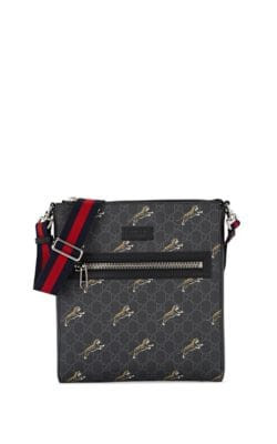 GG Supreme Leather-Trimmed Messenger Bag