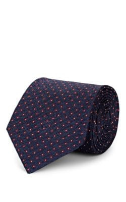 Floral-Print Textured Silk Necktie