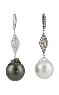 Diamond & Pearl Mismatched Drop Earrings