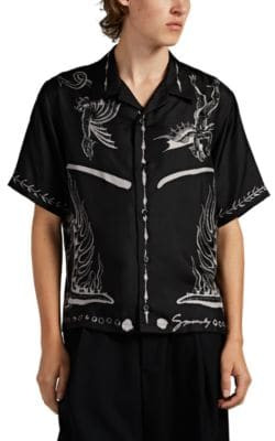 Icarus-Print Silk Camp Shirt