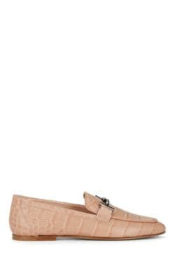 Crocodile-Stamped Leather Loafers
