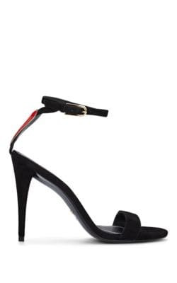 Heart-Detailed Suede Ankle-Strap Sandals 1
